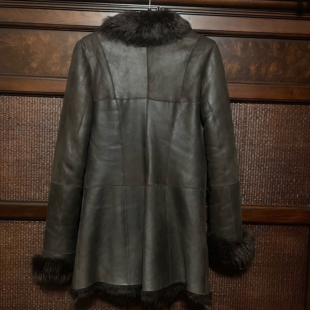 Dolce & Gabbana Chocolate Brown Real Fur Leather Jacket Coat Shearling Luxury XS - Picture 9 of 13